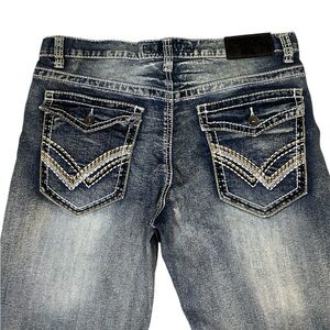 True Luck jeans mens 34x30 blue denim pants Big Stitch Y2K Embroidered Pockets